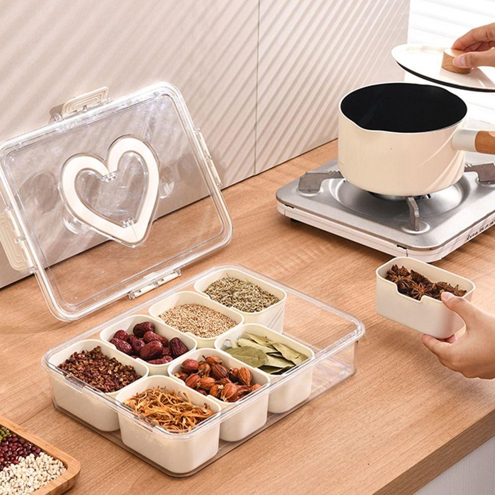Large Capacity 4/8 Grids Food Divided Serving Tray Sealed Food Preservation Store Box for Home