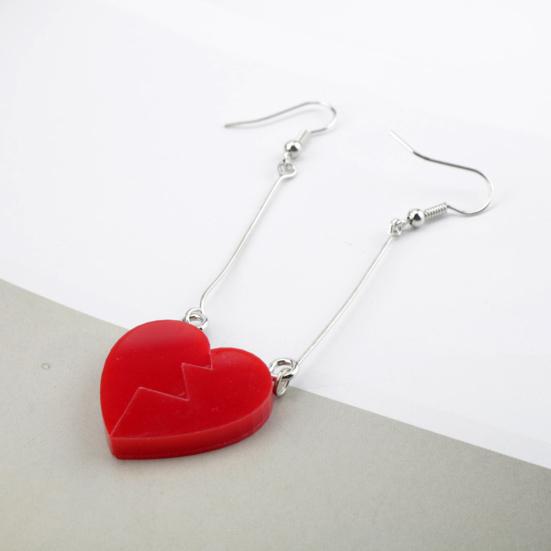 1 Pair Dangle Earrings Long Combinable Heart Shape Personality Decorative Anime Cosplay Props Lovers Gift Bizarre Adventure Clip Earrings