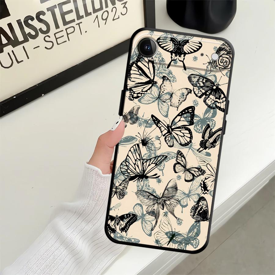 Case for Apple iPhone 17 Pro Max 12 11 16 14 13 XR XS MAX Air 15 Pro 7 8 Funda Phone Cover Retro Butterfly Flower
