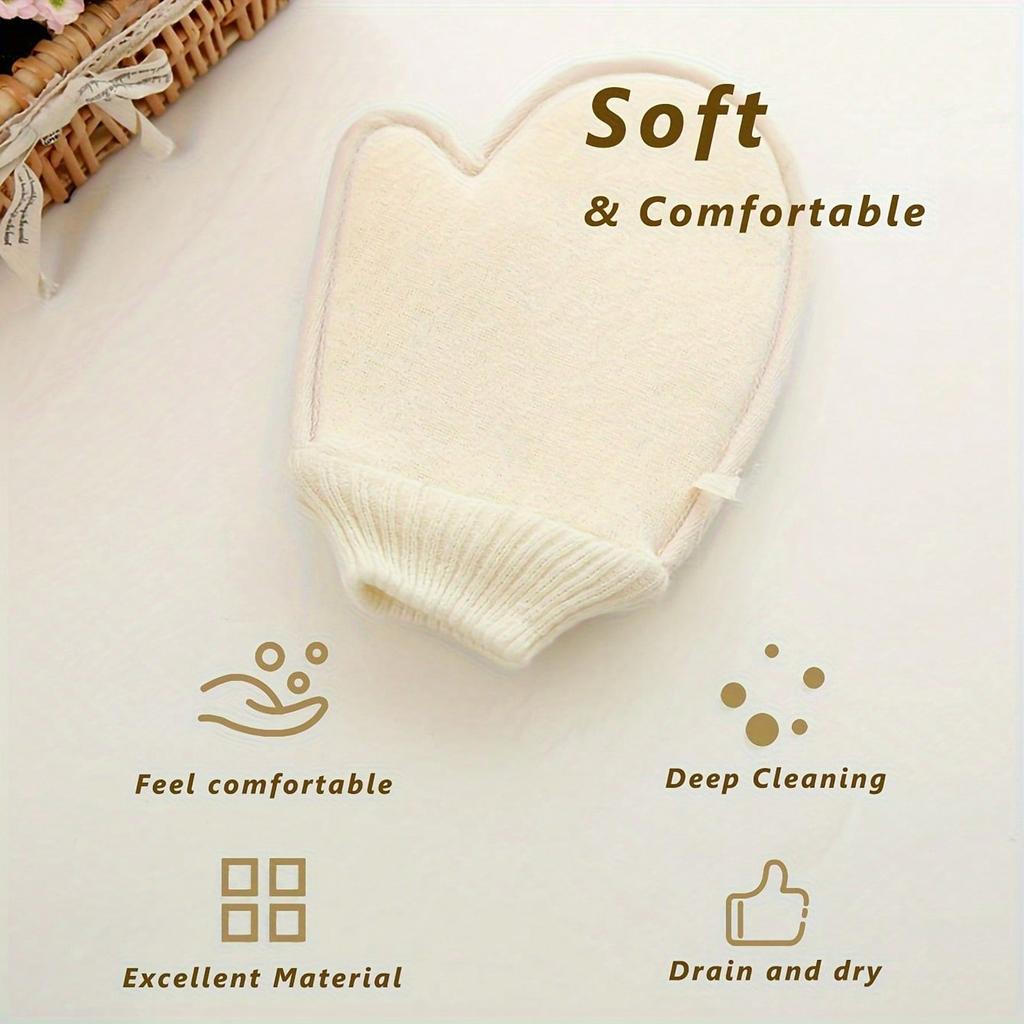 1 Piece Of Cotton And Linen Material Shower Gloves, Double-Sided Mud And Ash Scrubbing Household Cleaning And Scrubbing Towels, Body Cleansing Tool