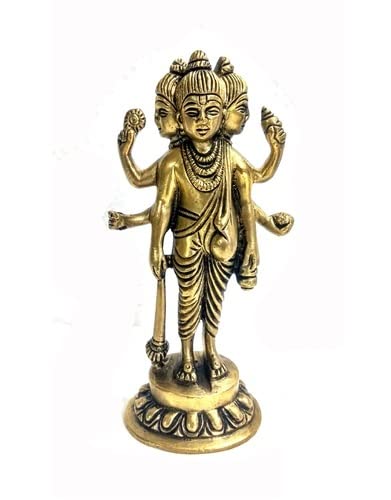 

Ashtadhatu Made Antique Bhagwan Dattatreya Idol, Guru Dattatreaya Idol - 16 Cm