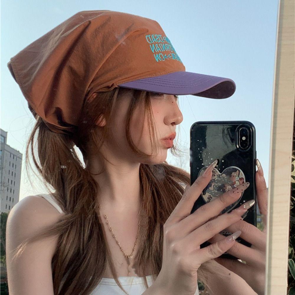 Embroidery Korean Headscarf Baseball Hat Triangle Headscarf Quick-drying Peaked Cap  All-match