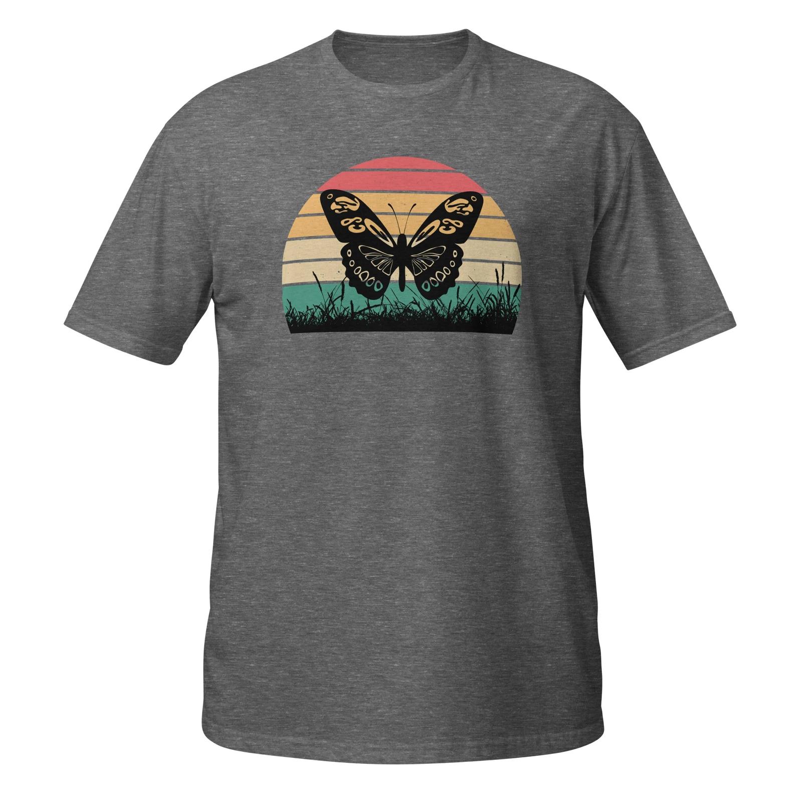 Retro Butterfly Unisex T-Shirt, sunset vintage insect garden outdoors nature XXXL