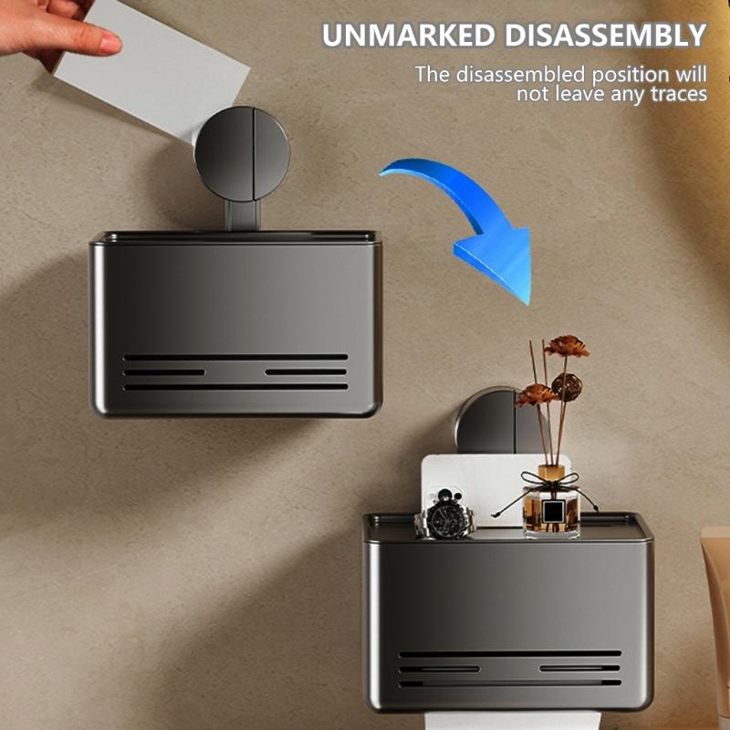 Suction Cup Tissue Holder Wall Mounted Tissue Box Paper Roll Dispenser Toilet Roll Paper Holder Box Easy To Install
