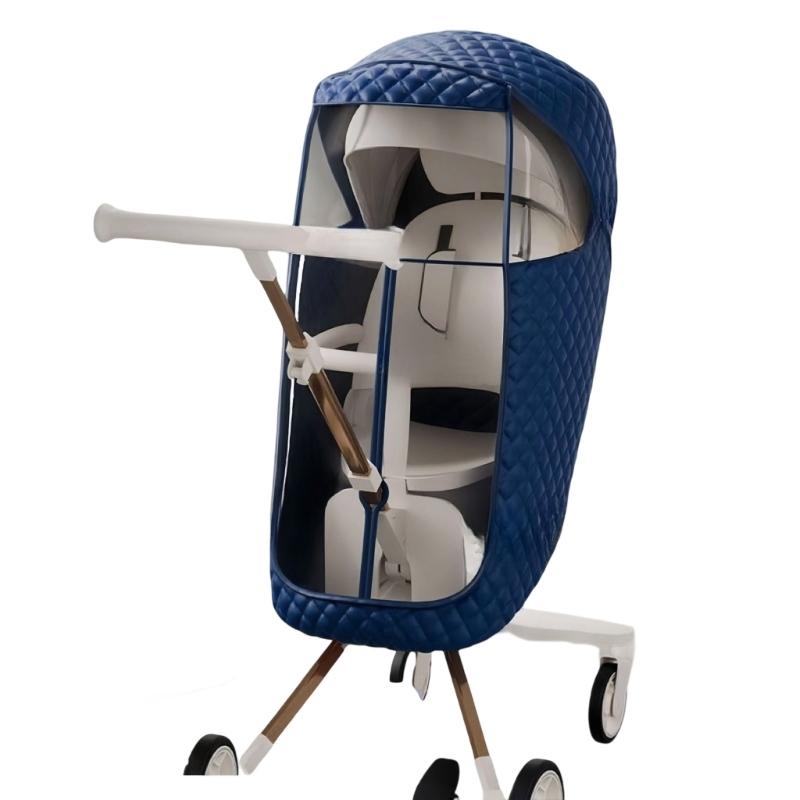 

Windproof Rain Cover For Baby Strollers Clear View Panel Sunshades And Secure Hook For Season Protections синій