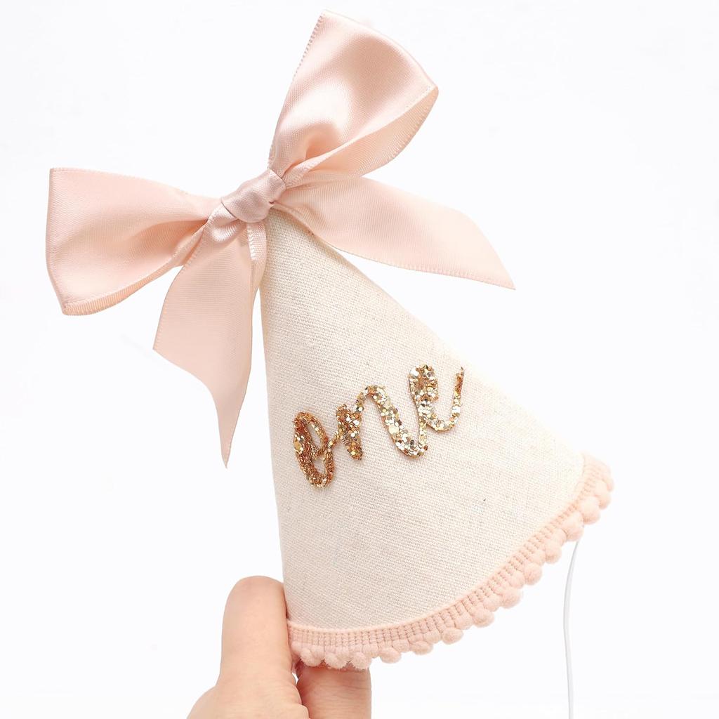 Birthday Decorations - Glitter Number Cone Hat, Princess Bow Hat, Cake Smash