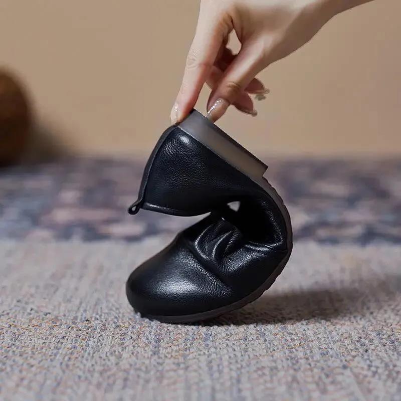 Fashion Women Flats Casual Loafers Autumn 2024 Shallow Mouth Shoes Fashion Slip On Ladies Leather Classic Round Toe Casual Walking Shoes