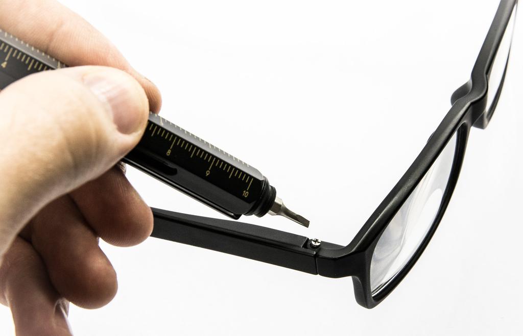 TROIKA Ballpoint Pen with Centimeter and Inch Black Gold Multi-Function Ruler, Level, Construction,