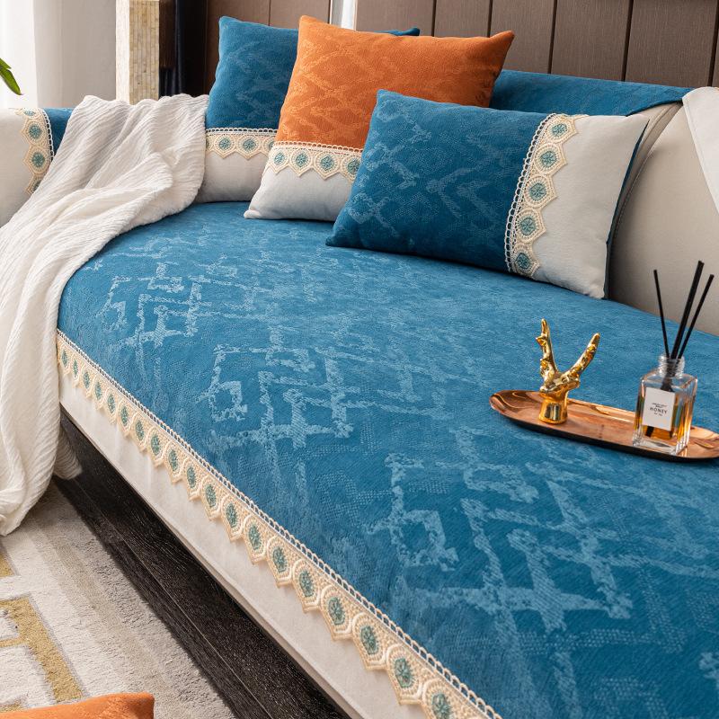 High-End Sofa Cushion Cover All-Inclusive Cat-Proof Universal Towel Rosewood Chenille Non-Slip Universal Cushion