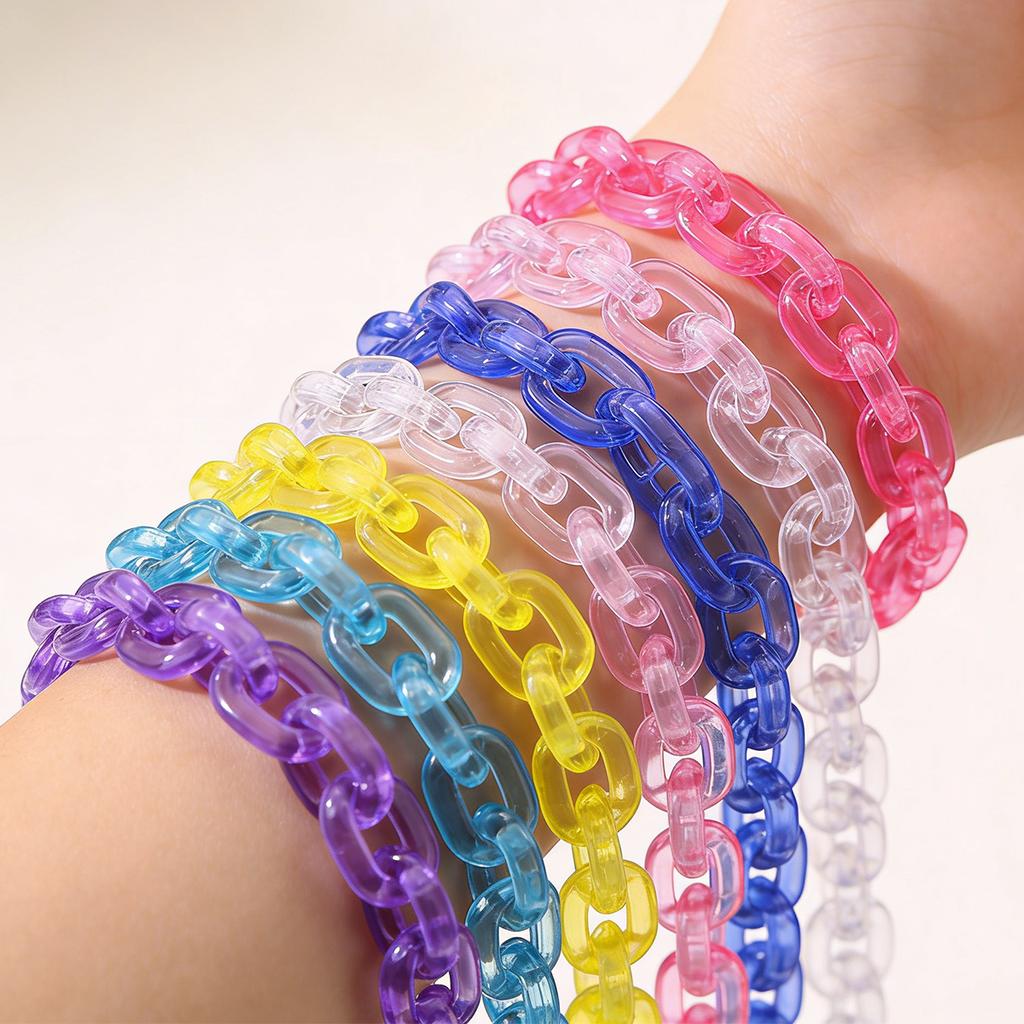 50pcs Transparent U-Shaped Chain, Acrylic Beads, DIY Jewelry Making Materials For Bracelets, Car Ornaments, Phone Straps