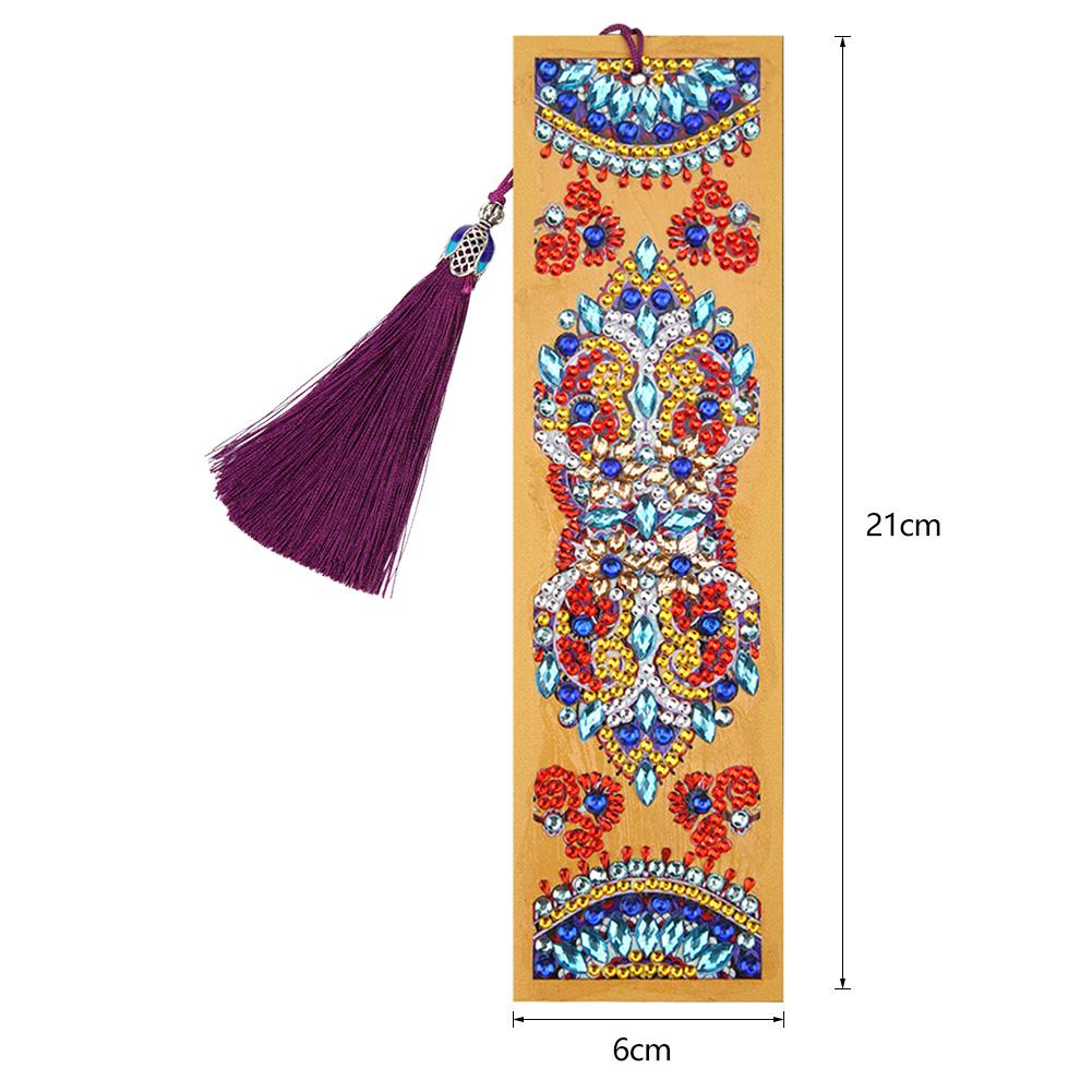Custom Mandala Mosaic PU Leather DIY Diamond Painting Bookmark R-M038-059/AA129-153