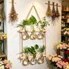 Wall Hanging Propagation Station with Wooden Stand Glass Test Tubes Garden Decor for Floral Arrangements Home Office Decor