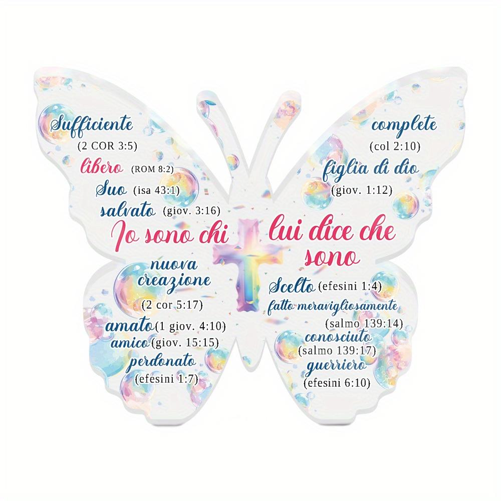 

Vintage Acrylic Sign, 1pc Italian Butterfly Shaped Acrylic Sign Table Decor, SUFFICIENTE COMPLETE LIBERO SUO, Desktop Decoration 8.8*11cm