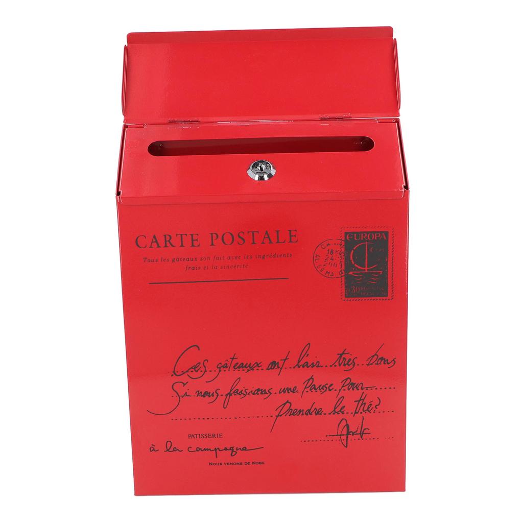 Iron Mailbox Wall Mounted Rustic Style Locked with 2 Keys 3 Hooks Waterproof Suggestion Box for Home Office