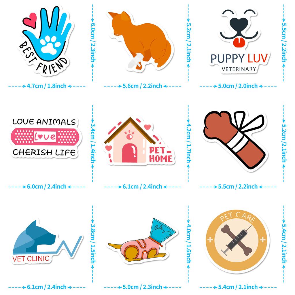 50 Animal Psychology Veterinary Stickers Temu New Style Pet Doctor Veterinary Graffiti Stickers