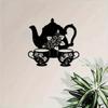 Metal Teapot Wall Art Floral Iron Sculpture, Rustic Decor for Living Room Office Patio Cottage, Indoor Outdoor Use