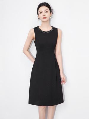 Hepburn French Beaded Formal A-Line Little Black Dress