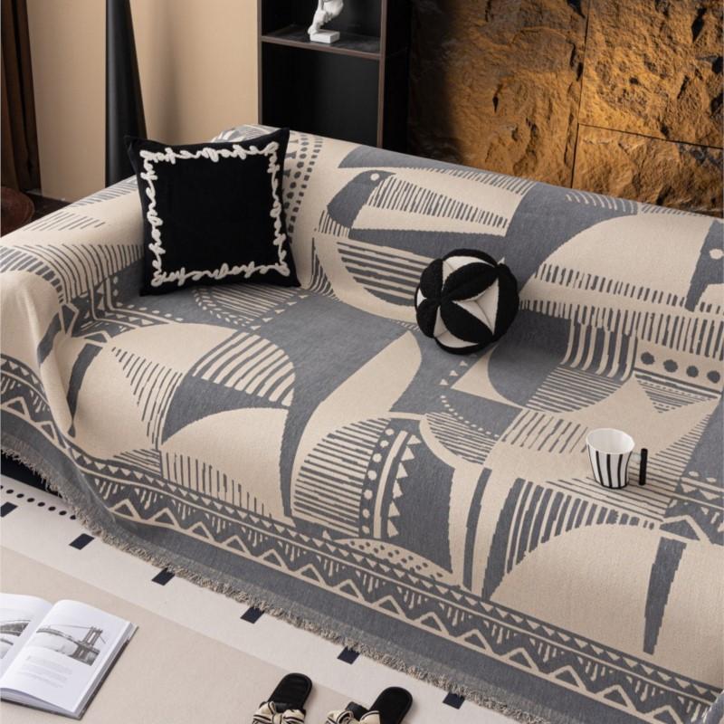 All-Season Universal Couch Camping Blanket Sofa Mat Chenille Ethnic Style Sofa Cover Full Coverage Non-Slip Couch Protector