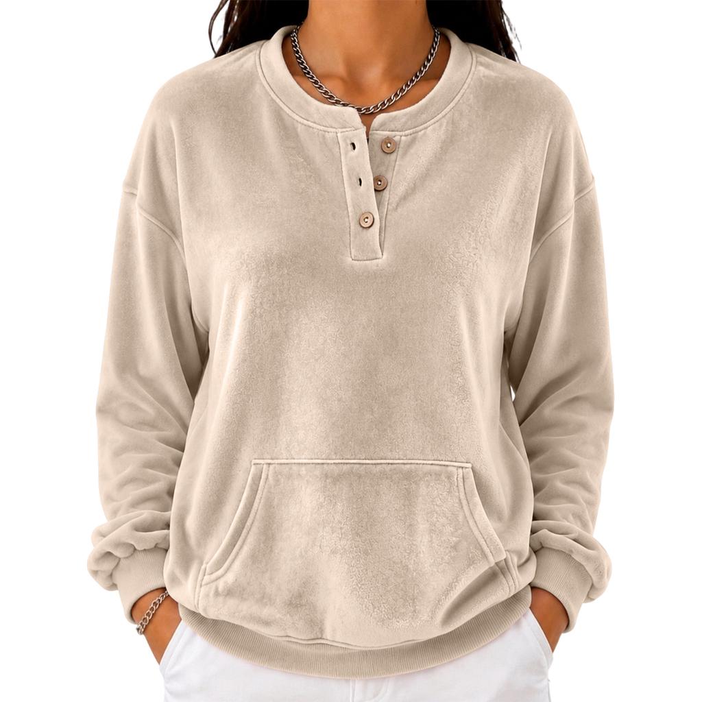 Women's Casual Color Velvet Long Sleeve Sweatshirt Comfortable Pullover