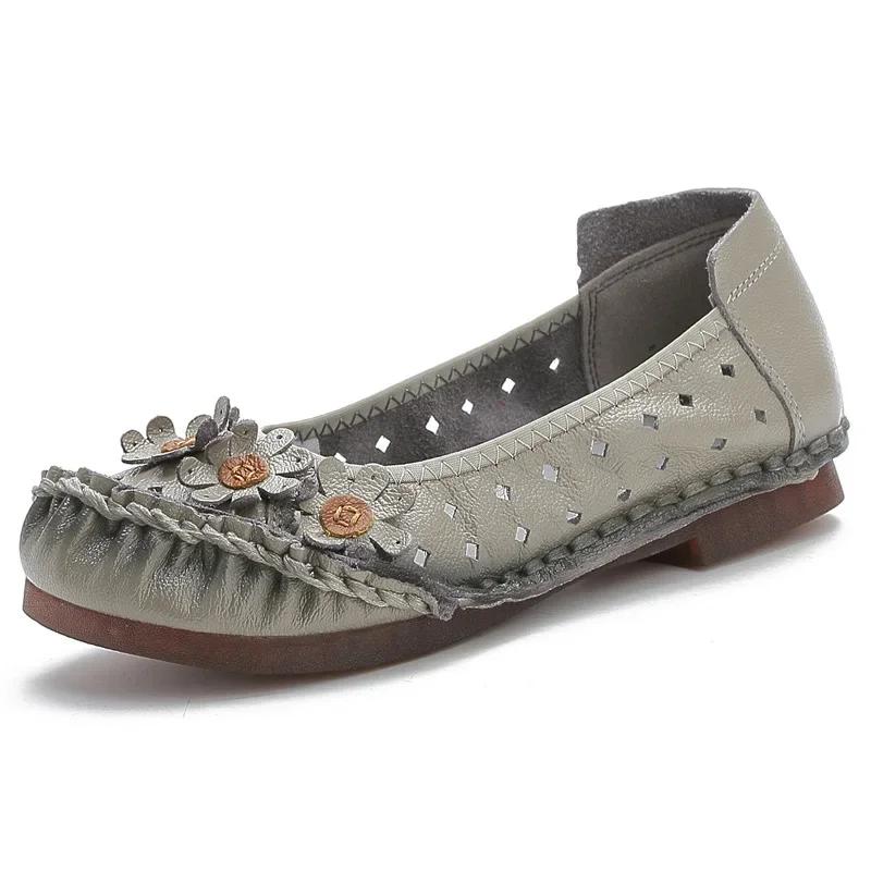 Moda Nuevos Flores Zapatos de Mujer Étnicos Alta Calidad Mocasines Moda Slip on Planos Zapatos Casuales Femeninos Suela Blanda Zapatos de Mamá 2024