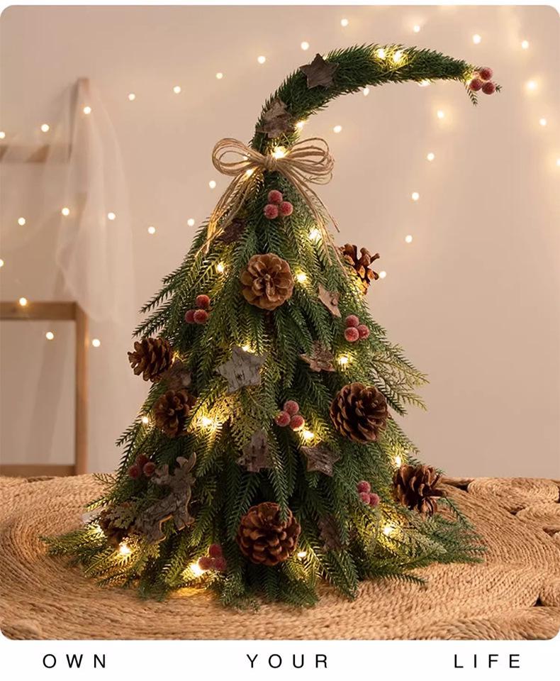 Pure PE Simulation Noble Fir Tree Desktop Ornament for High-End Restaurant and Hotel Christmas Decorations