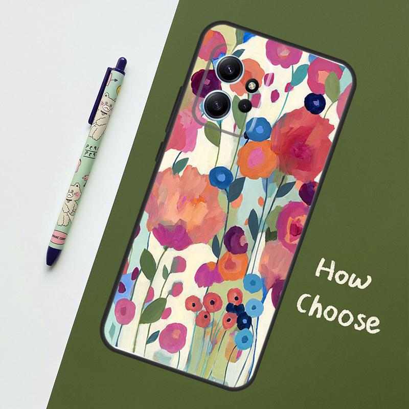 Buntes Blumenmalerei Kunstetui Für Xiaomi Redmi Note 13 10 11 12 14 15 Pro Plus Hülle Für Redmi 15C 15 14C 10C 12C 13C