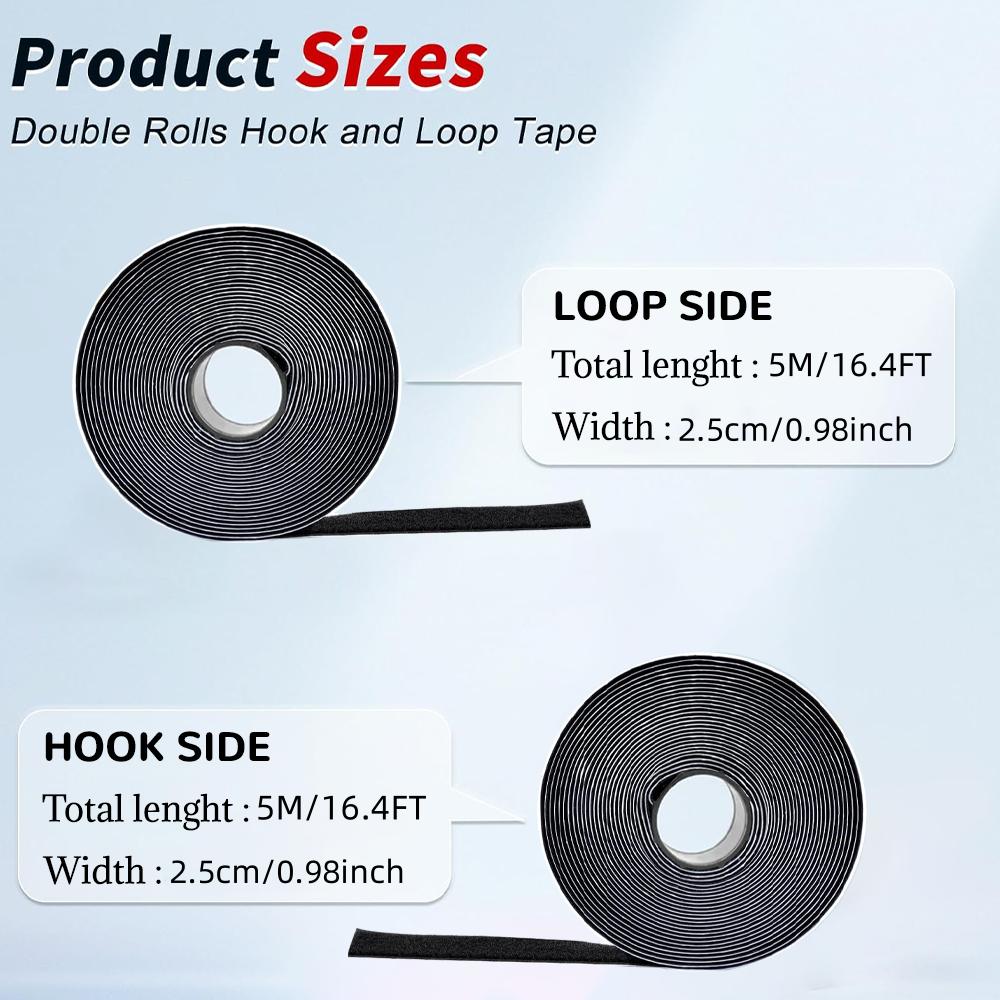 Double-sided tape Velcro self-adhesive cable fixing tape, wire cable manager, split-button curtain, strong adhesive storage 25mm
