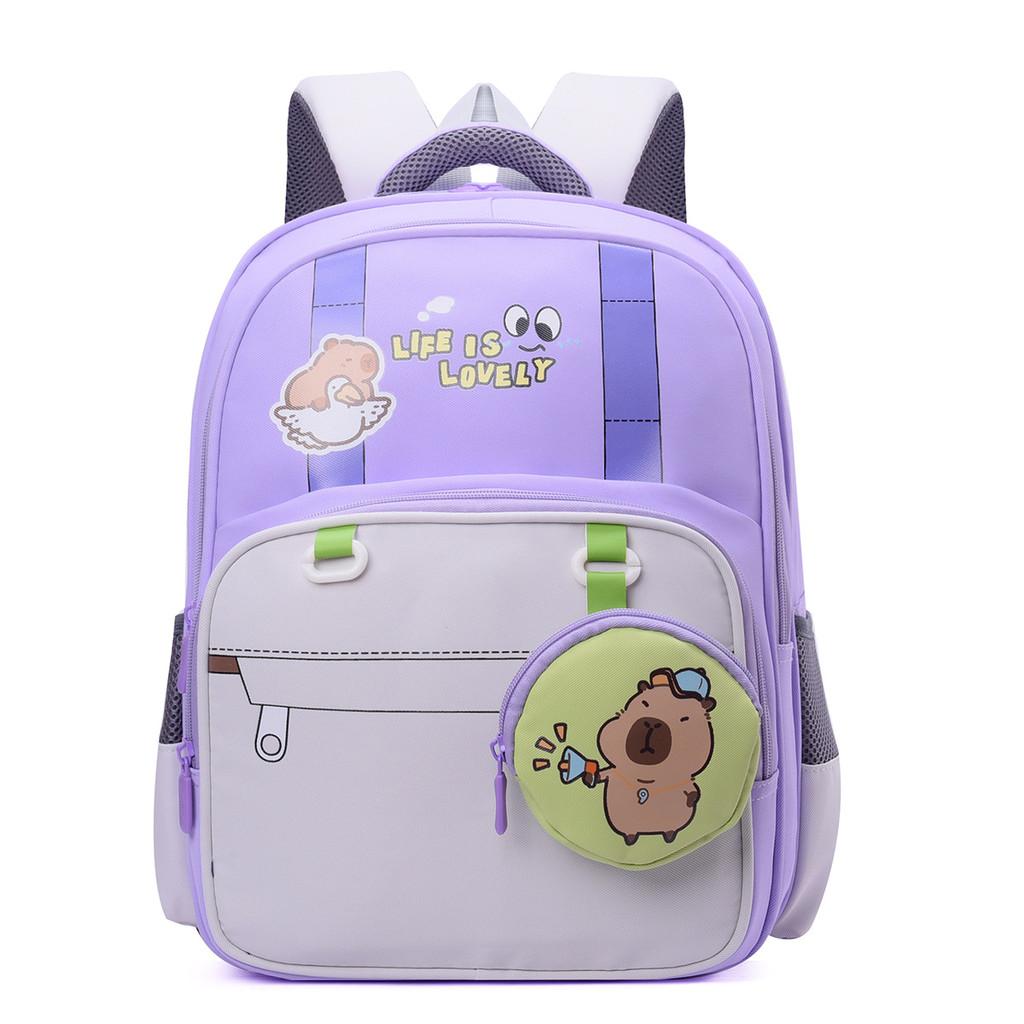 Childrens Oxford Fabric Backpack With Cartoon Capybara Printed For School Use