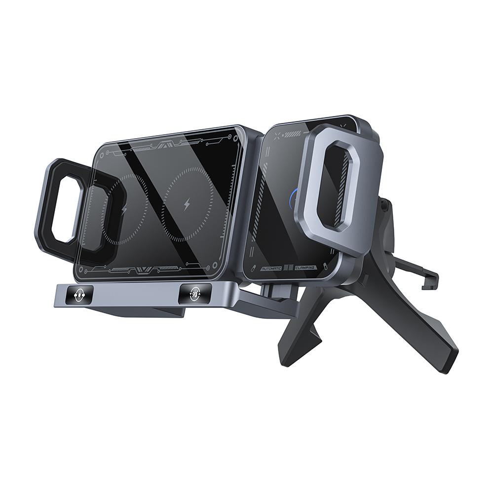 Car Wireless Charger Stand Car Phone Holder Mount 15W Dual Coil Car Vent Phone Holder For Samsung Galaxy Z Fold 5 6 Flip 3 4