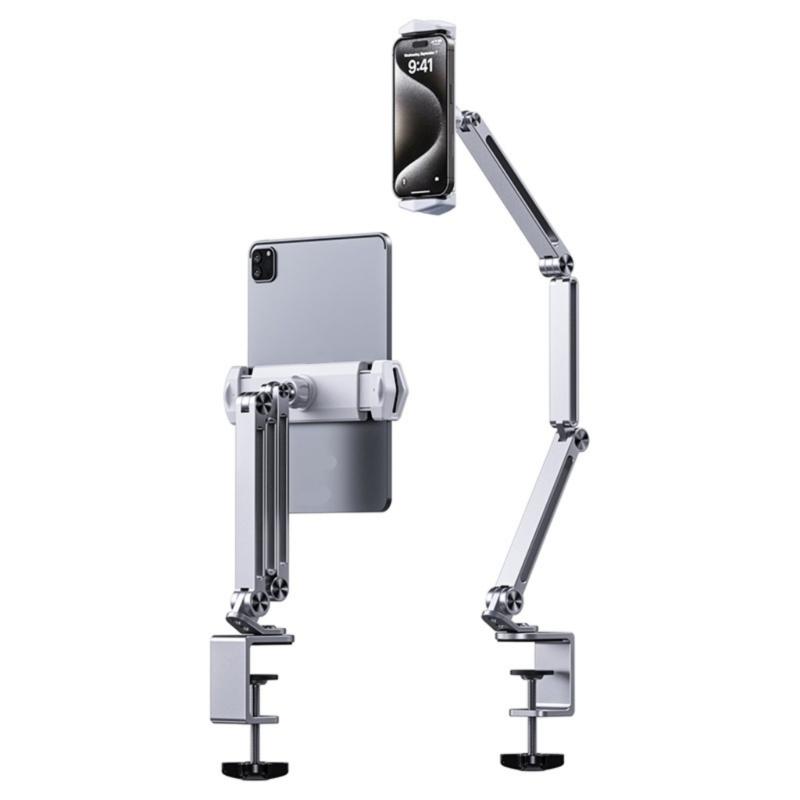 Aluminum Tablet Holder Stand Phone Clip Holder Rotatable Cantilever Home Desktop Holder Folding Bracket for Tablet