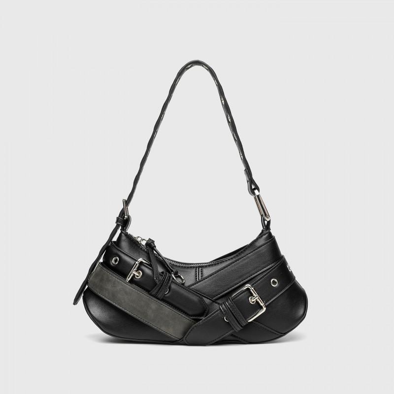 ZR Fashionable Niche Retro Brown Black Hot Girl Armpit Bag One-shoulder Women's Belt Decorative French Stick Portable