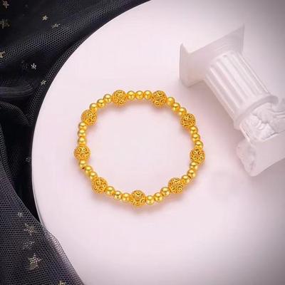 Retro Chinese Filigree Hydrangea Bracelet: Elegant Sand Gold Flower Ball Women's Jewelry