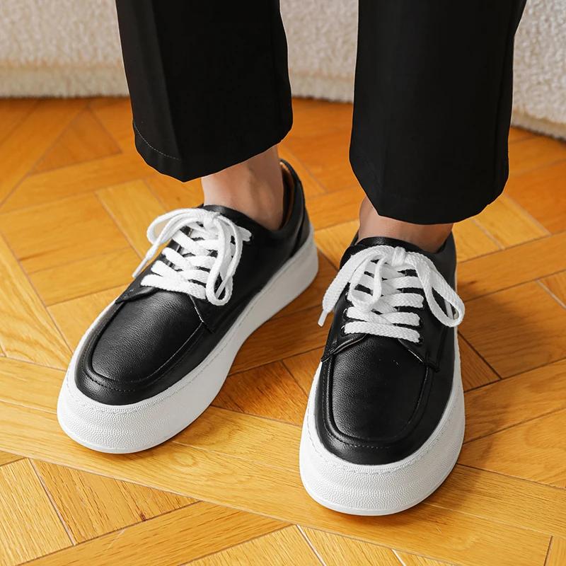 Fashion Leather Casual Shoes men lace up spring Autumn Men's Casual Shoes outdoor sneakers Platform Designer Business Men Oxford Shoes