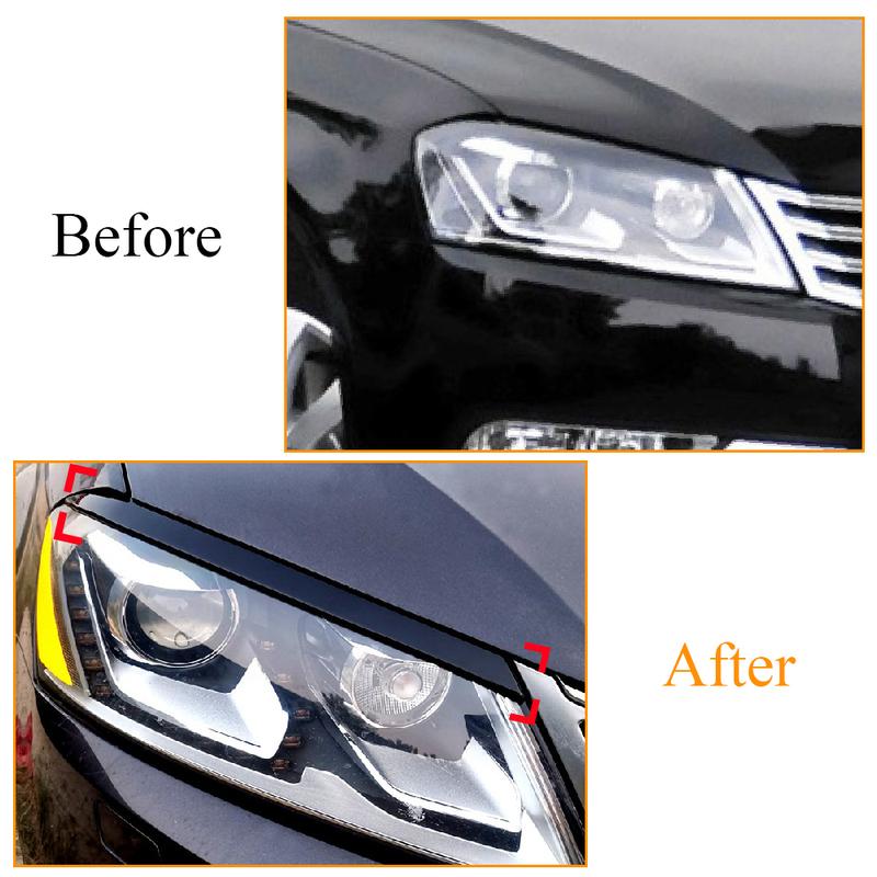For VW Passat B7 2010 2011 2012 2013 2014 Car Glossy Black Headlight Eyebrow Eyelid Cover Decorative Trim
