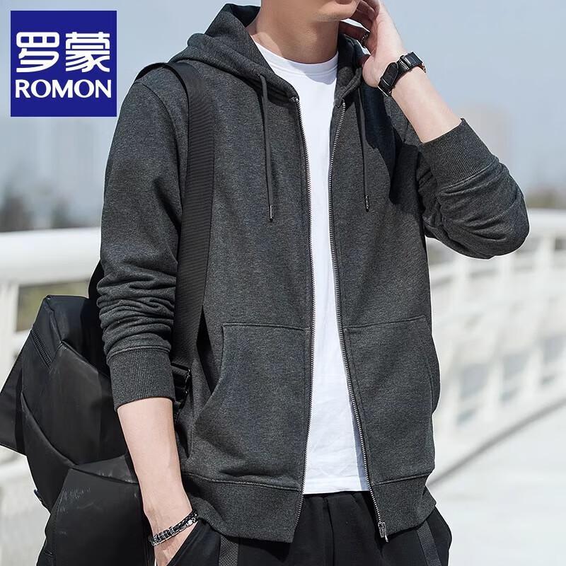 ROMON Men's Casual Hooded Cardigan