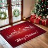 1pc "Merry Christmas" Doormat, Machine Washable Red/White Holiday Decorative Mat for Winter Home Use, 1.2cm Thick Polyester Absorbent Non-Slip Mat. Su