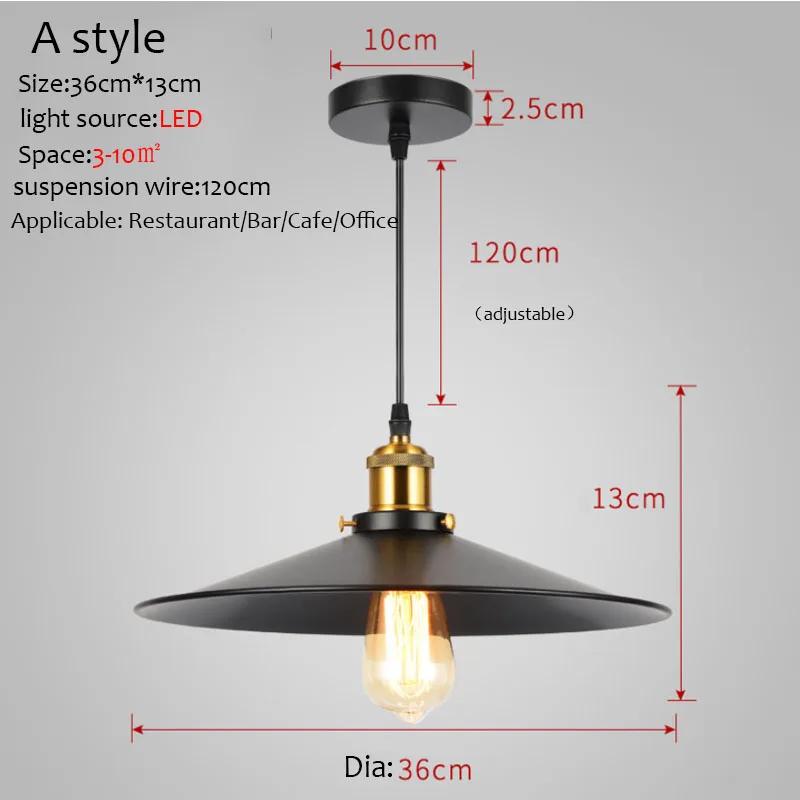 Ancient Industrial Chandeliers Led Iron Pendant Light Single Head Nostalgic Use Restaurants \ Bar Commercial Lighting Fixtures