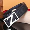 Men's Z Letter Business Casual Buffalo Leather Belt with Stainless Steel Buckle