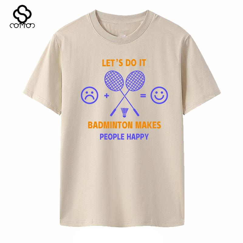 Spring and Summer New Badminton Shortsleeved Emoji Cultural Tshirt Sporty and Casual Couples Matching Top for Men and Women