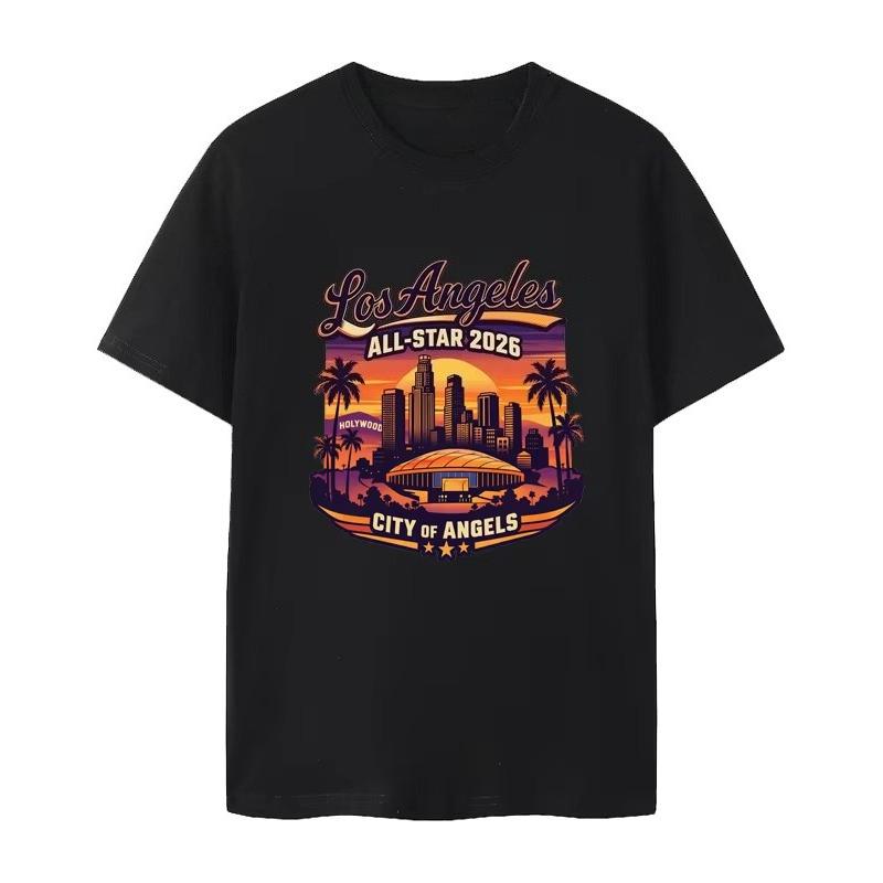 Memorial Los Angeles Game Short Sleeve TShirt Pure Cotton Comfortable Breathable Youthful Style for Unisex Summer Wear Streetwear