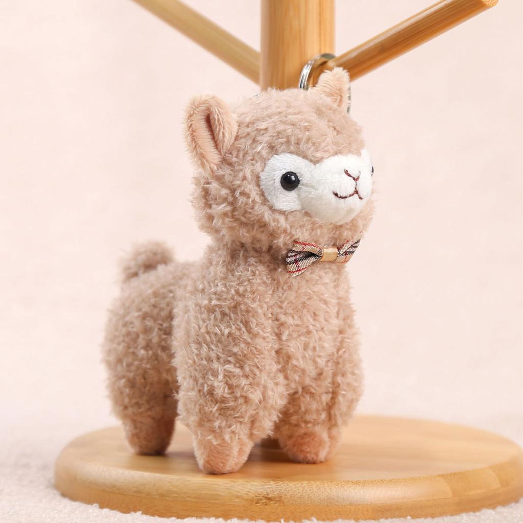 Cute Bow Tie Alpaca Doll Pendant Keychain Plush Toy Doll Girl Bag Pendant