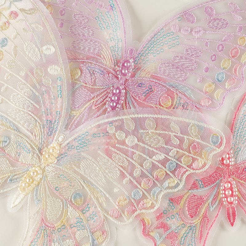 Cute Cartoon Butterfly Mesh Lace Beaded Stickers & Brooch Hairpin Embroidery Accessories