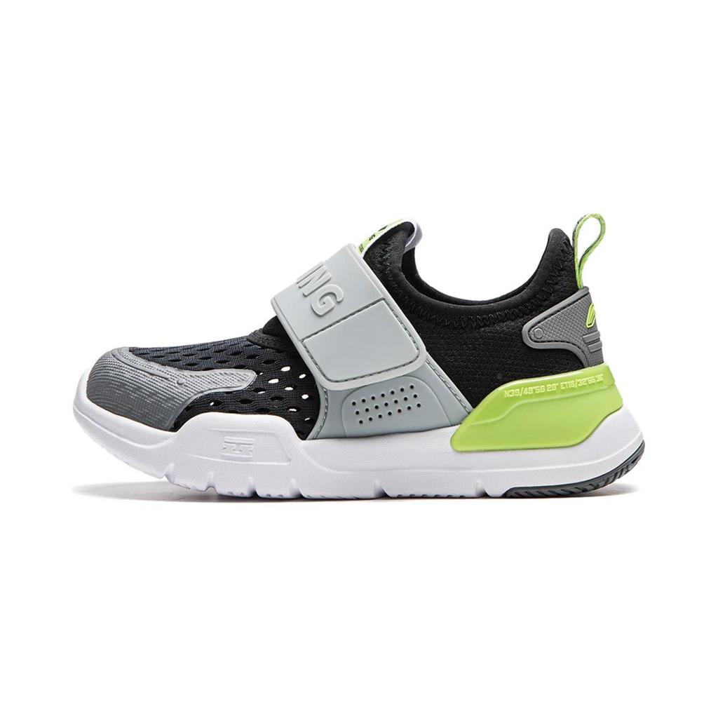 Li-Ning Cloud Non-Slip Anti-Kick Shock Absorbing Wear-Resistant Breathable Low-Top Casual Shoes Kids Sneaker Black Gray Green YKNU040-7