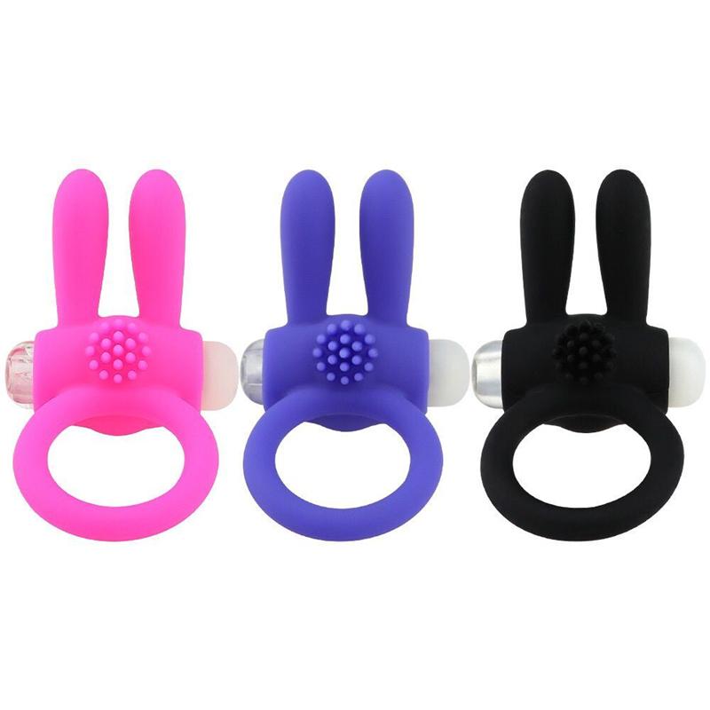 Male Silicone Rabbit Penis Ring Vibrator Cock Rings Delay Enlargement Clitoral Stimulator Vagina Adult Sex Toys For Men