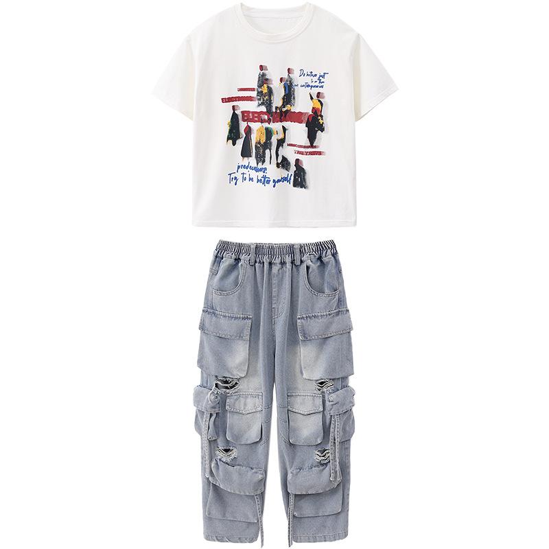 Hip-Hop Children'S Trendy Jazz Dance Performance Costumes Girls Catwalk Navel Suit Hip-Hop Hiphop Performance Costumes Summer