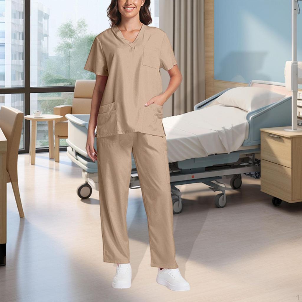 Nursing Uniforms Scrub Set Short Sleeve Work Clothes for Women
