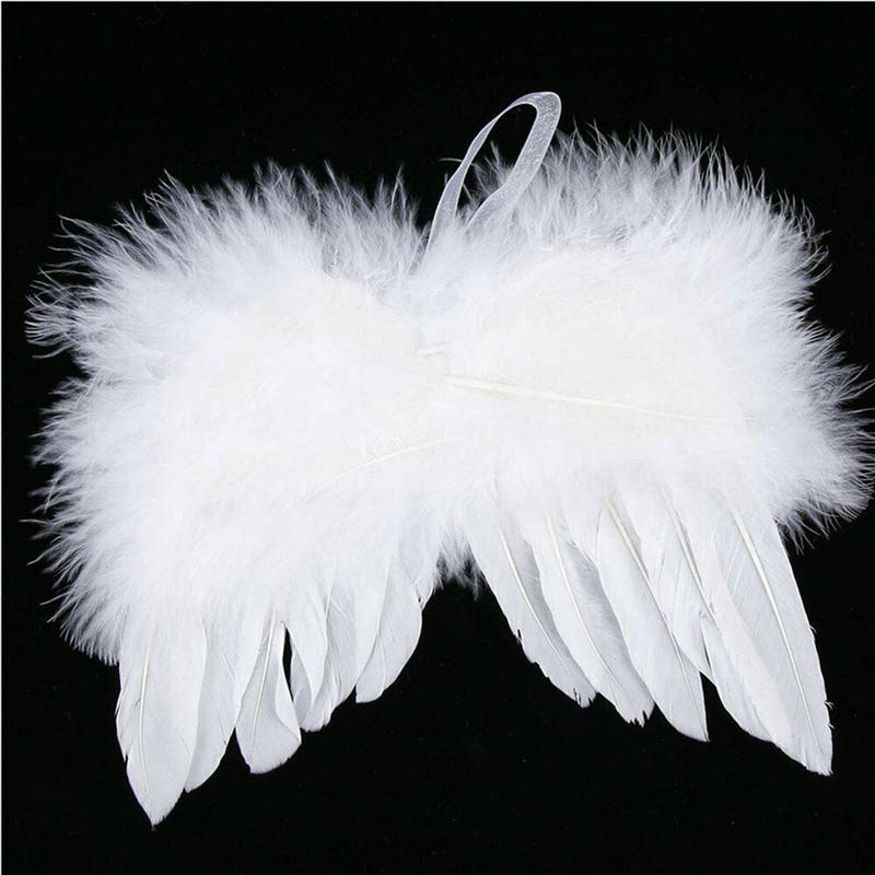 1PC/10PCS Lindas Alas de Plumas Blancas Accesorios Colgantes Decoración Navideña Boda Vacaciones Vintage Accesorios