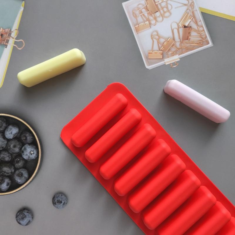 Silicone Long Strip Ice Cube Mold Non-Stick For Chocolate Jelly Biscuit Diy Baking Ice Cream Bar Tray Kitchen Tool 10 Grids