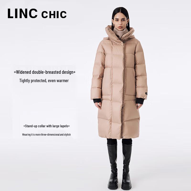 Jinyujie Damen Stadtlange Daunenjacke mit hohem Kragen