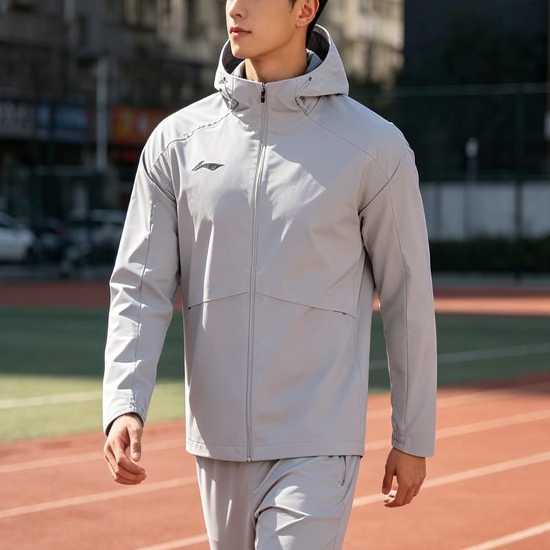 Li Ning Trench Coats Unisex Coin Gray Trench Hooded Non Detachable Moderate AFDV633-2